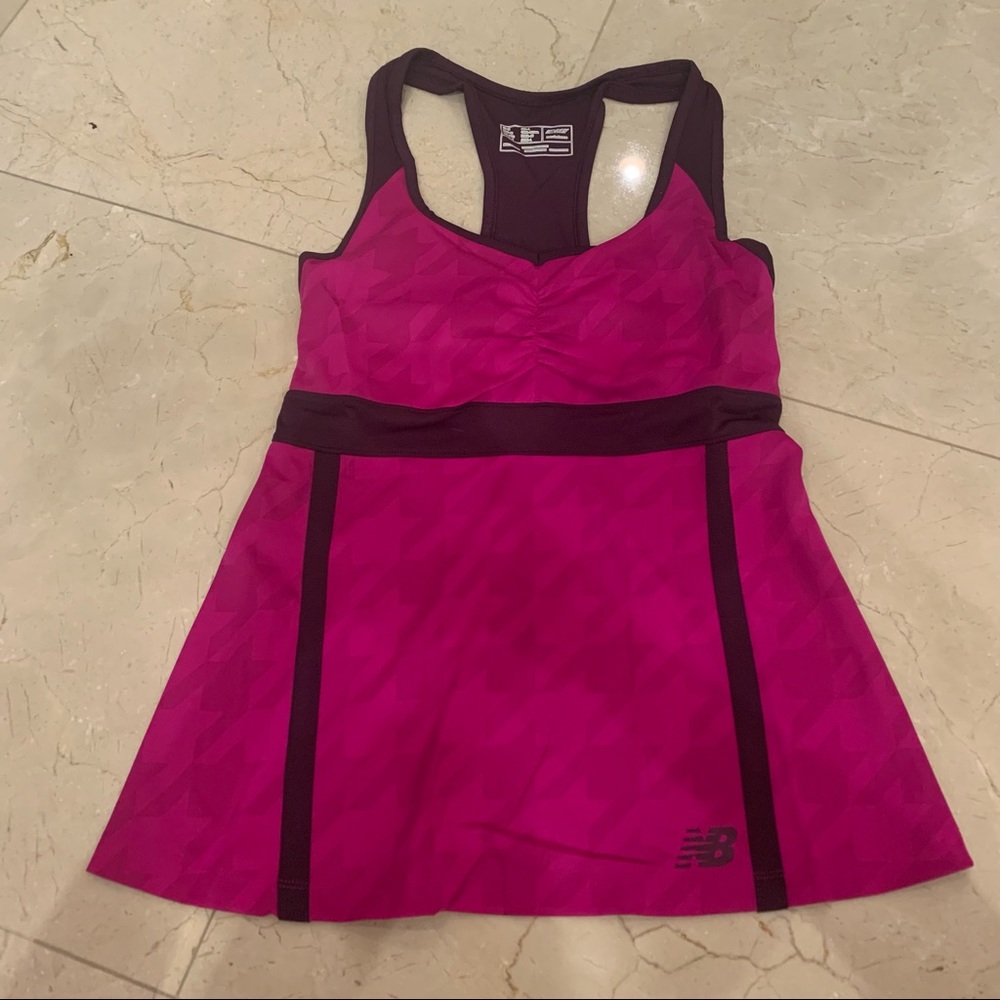 New Balance Pink and Dark Purple Racerback Tank Top with Built in Bra Size M